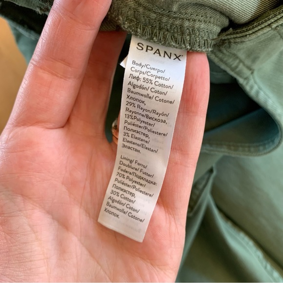 Spanx Pants Green Twill Cargo Legging Skinny Tummy Control Stretch Crop Size XS - Picture 9 of 11